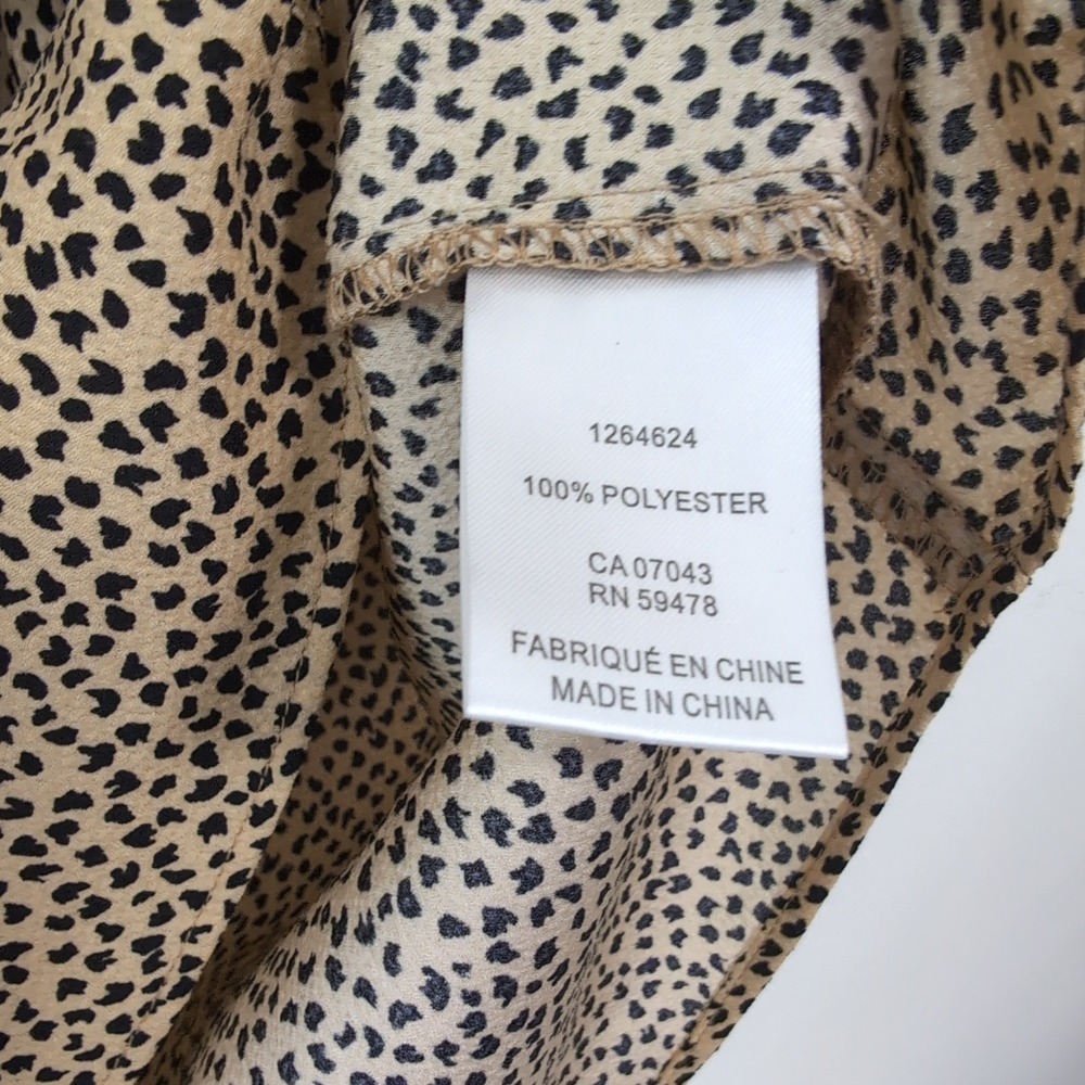 Jones New York Animal Print Puff Sleeve V-Neck Blouse XS - Picture 9 of 15